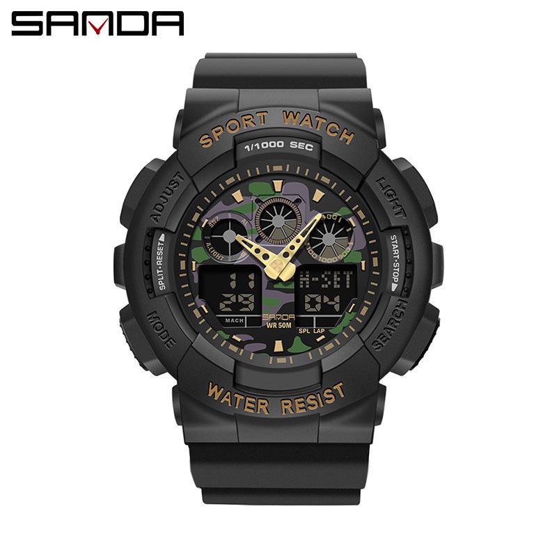 Sanda Personalized Multifunctional Outdoor Sports Watch for Men and Women - Luminous, Waterproof, Dual Display Digital Wristwatch.