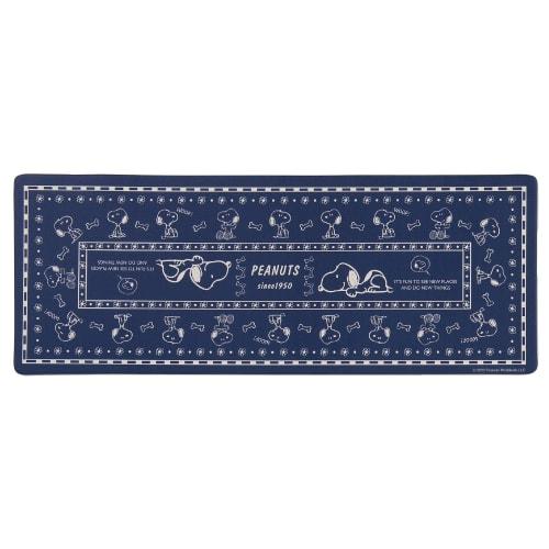 Senko Snoopy Bandana Wipeable PVC Kitchen Mat, Approximately 45 x 120 cm, Blue, Character Snoopy 72067