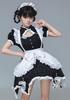 YZZYQQ Gotisches Lolita Dienstmädchen Kostüm mit Haarband, Chinesischer Stil, Kurze Ärmel, Schwarz, Größe 2XL