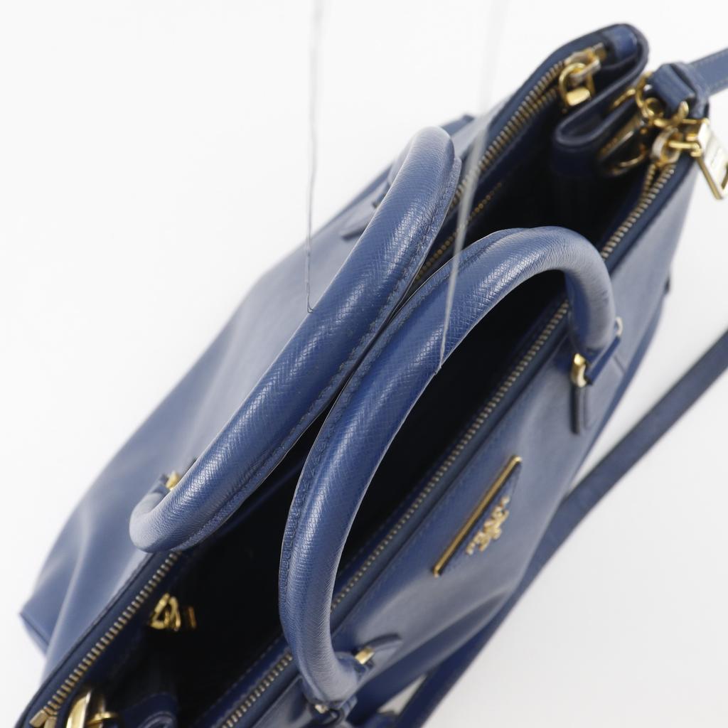 PRADA Galleria Tote Bag 2WAYShoulder Blue Safiano Women Used
