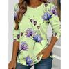Women' 3D Floral Print T-shirt O Neck Long Sleeved Spring Autumn T-Shirts Fashion Loose Casual Retro Tops