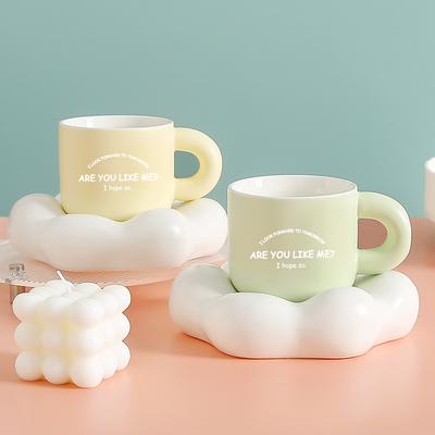 Souvenir Coffee Cup Saucer Cartoon Ceramic Cup Small Fresh Mug Women's High Quality Water Cup Cloud Cup Gift