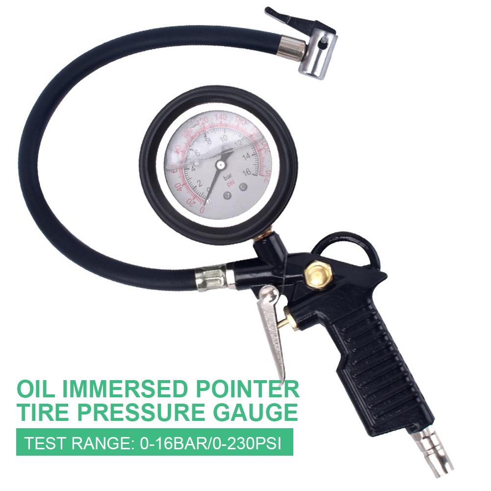 Digital Tire Pressure Inflator Gauge 3-200PSI 14BAR Car Tire Inflator Gun Air Line Clip-on Tyre Pump for Motorcycle Bicycle Auto