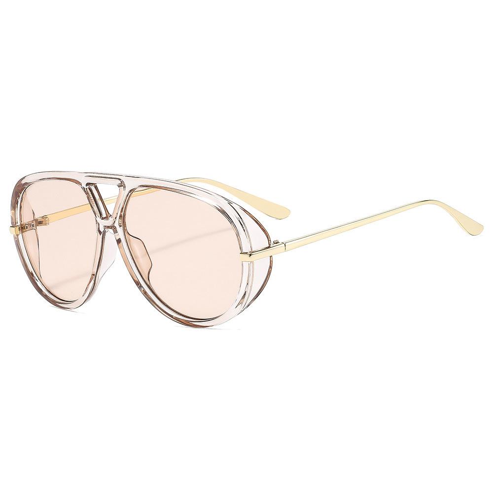 Retro Oversized Oval Leopard Gradient Women Sunglasses Double Beam Punk Style Fashion Luxury Large Frame Men Sun Glasses UV400