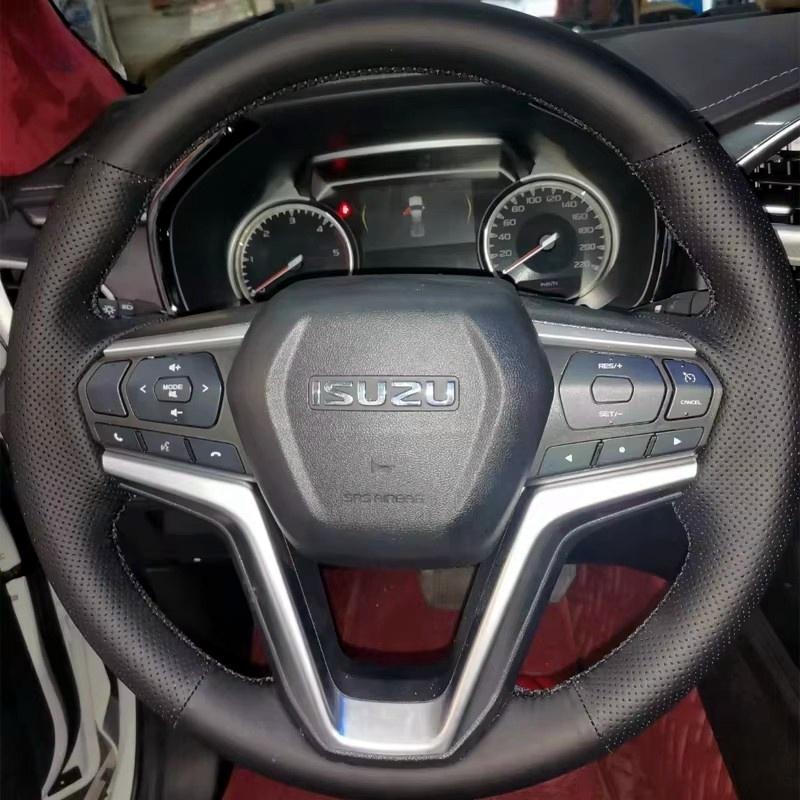 Auto-Lenkradabdeckung für Isuzu D-MAX 2021 2022 Handgenähtes Mikrofaserleder Original-Lenkradgeflecht