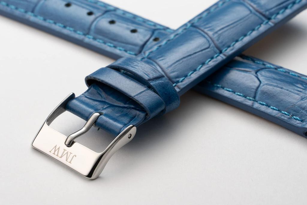 Watch 20mm Lug Genuine Replacement Watch Silver Spring Box Moon Phase Genuine Day Present [JMW TOKYO] Strap, Width, Leather, Strap, Band, Blue,