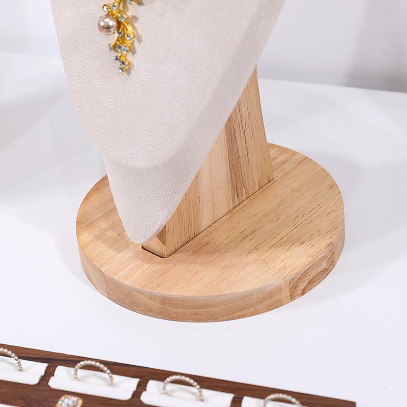 Solid Wood Velvet Mannequin Jewelry Stand for Pendant and Necklace Display