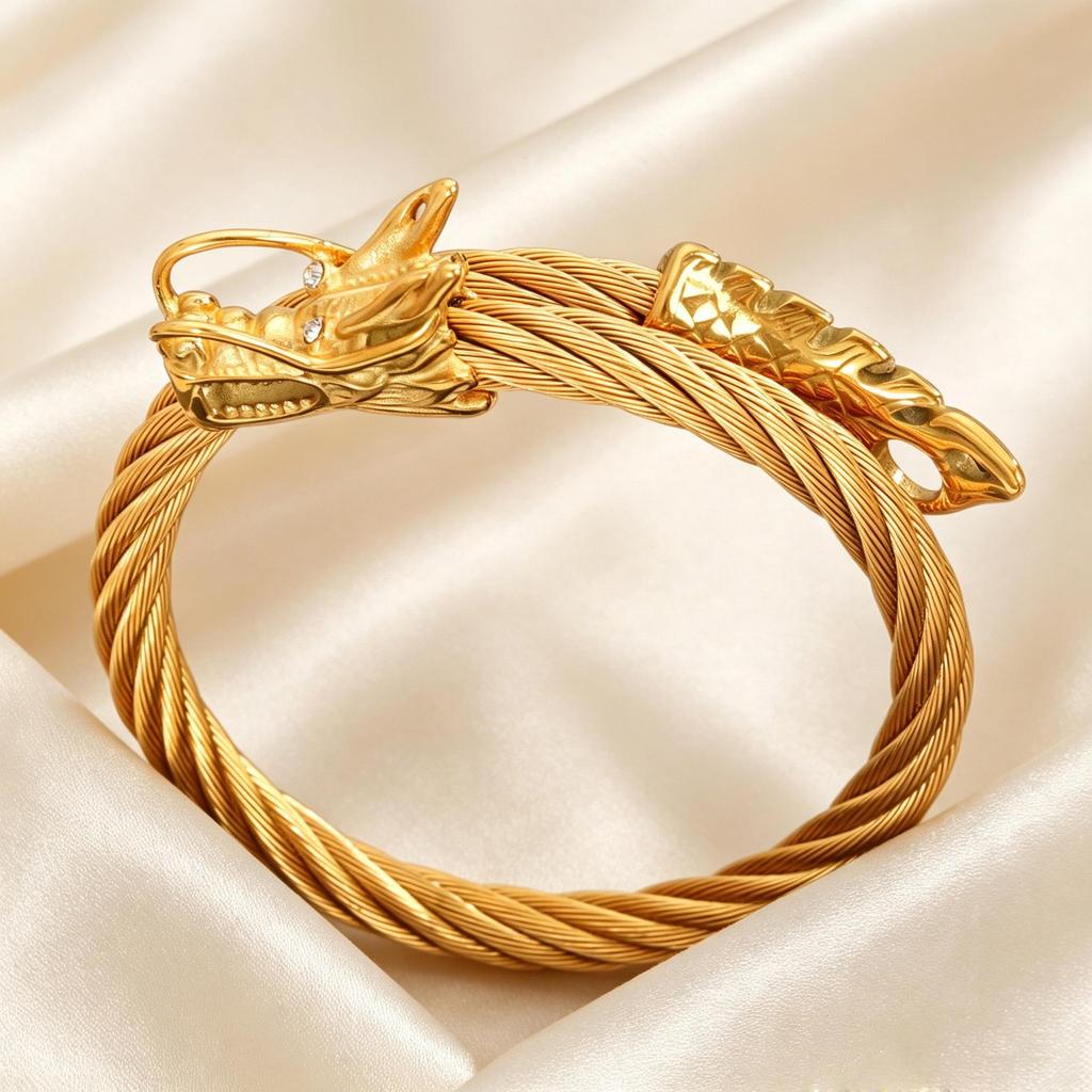 Men's Trendy Titanium Steel Dragon Head Bracelet