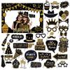 Black and Gold Birthday Party Photo Booth Props: Funny Selfie Frame and Festival Decor