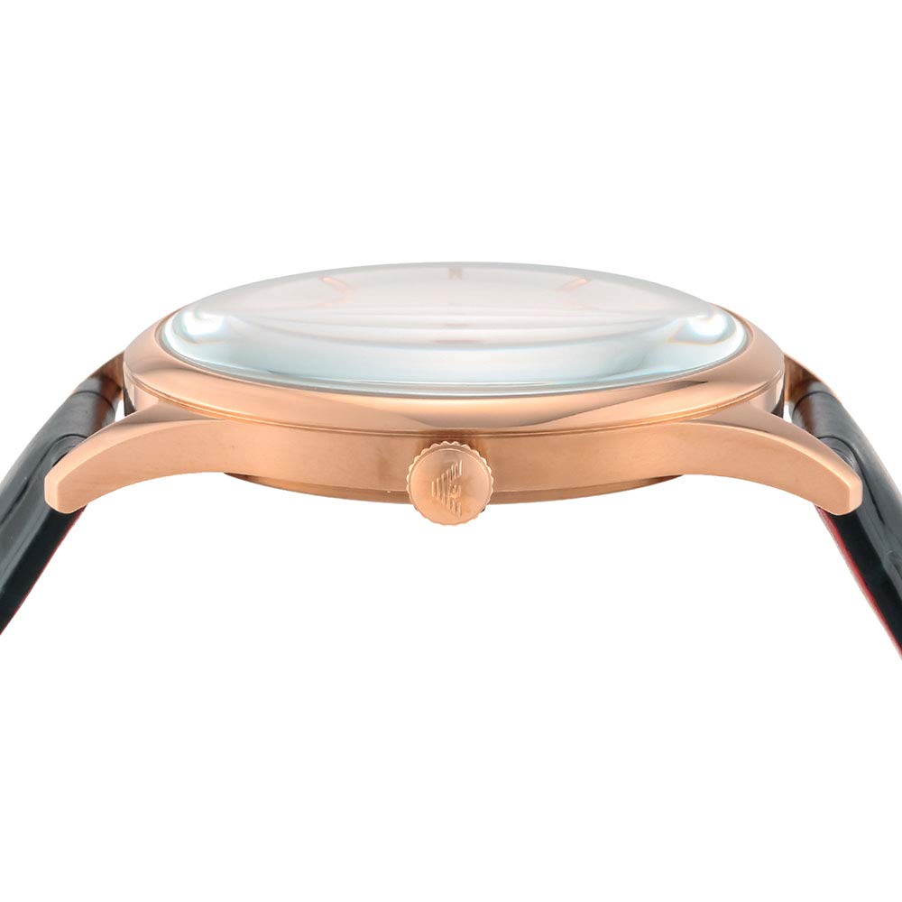 Emporio Armani Quartz Watch with Leather Silver and Navy Blue Men's Strap, AR11131, [Used]