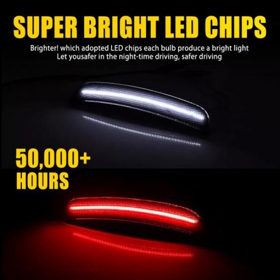 4PCS Fender White/Red LED Side Marker Lights Smoked For 2015- Dodge Charger