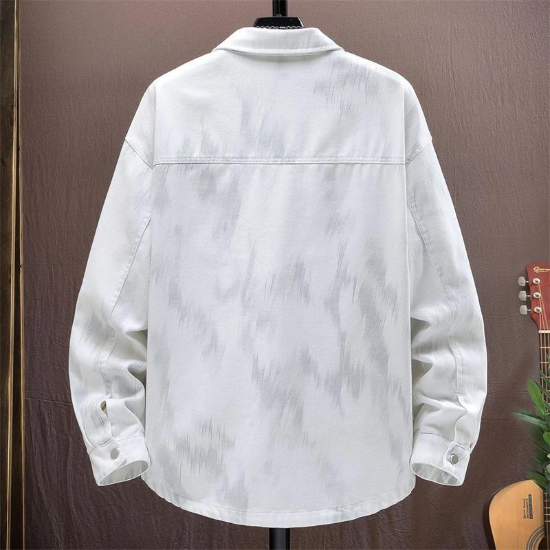 Mannen Korean Style Tie-Dye Denim Jas - Trendy, Knap en Veelzijdig voor Lente en Herfst.