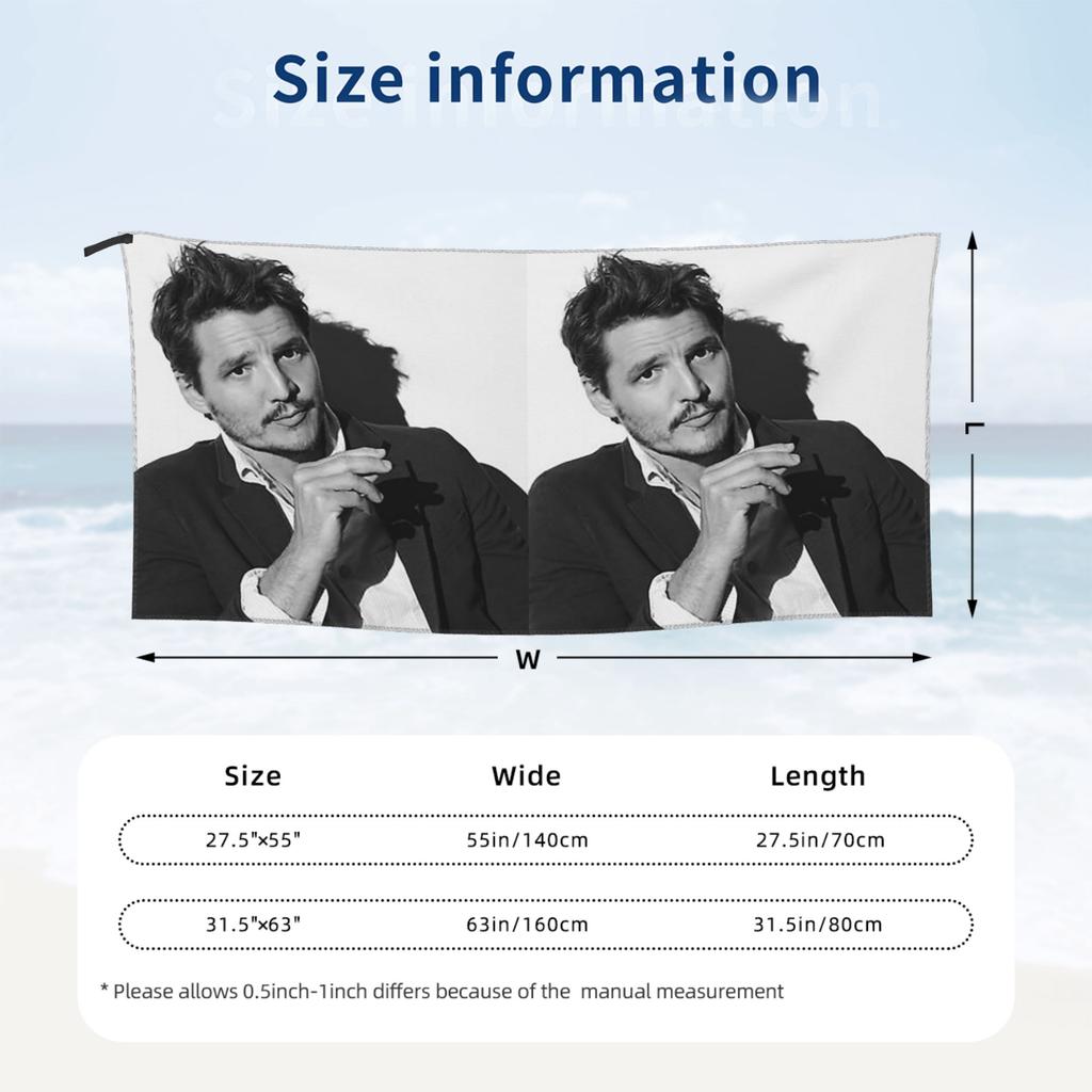 Pedro Pascal Sacred Heart Beach Towel Soft Microfiber Quick Dry Absorbent Quick Towels For Swimming