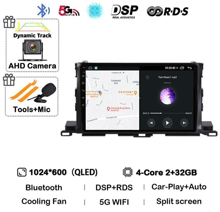 

Android 14 Carplay Auto Для Toyota Highlander Kluger 3 XU50 2013 - 2019 Автомагнитола Мультимедийный Видеоплеер 4G+WIFI GPS Стерео DSP