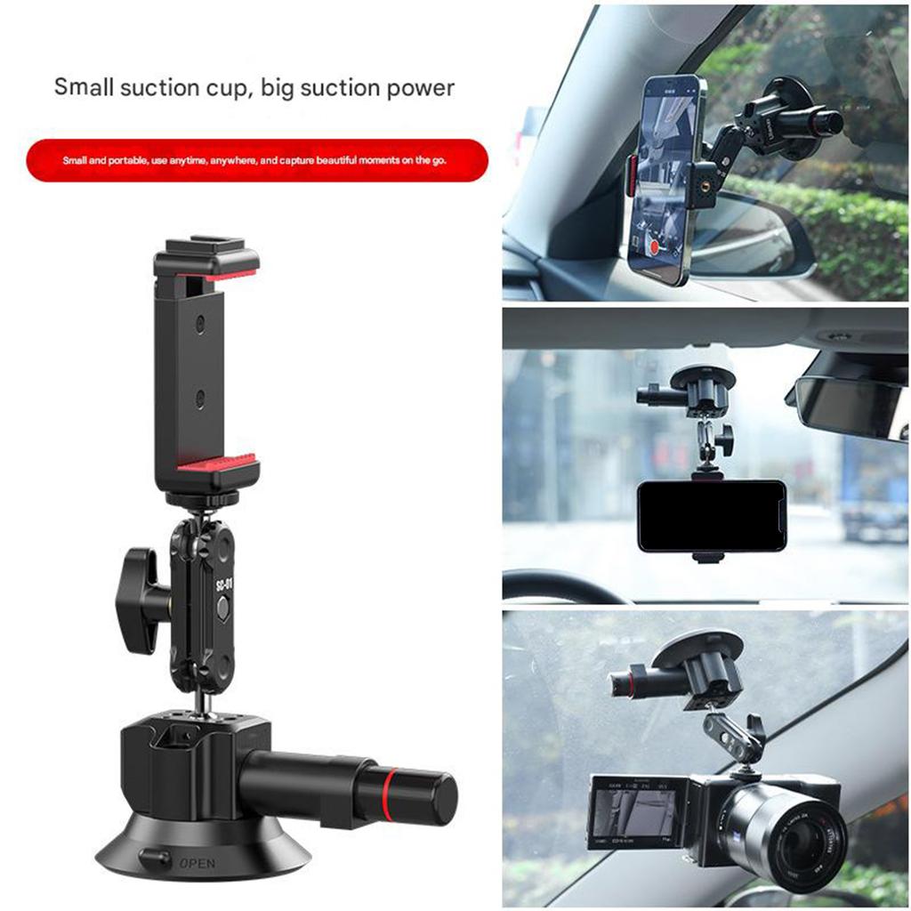 Aluminum Action Camera Holder 3" Vacuum Base Supports 20KG Weight For Car Glass Flat Surfaces