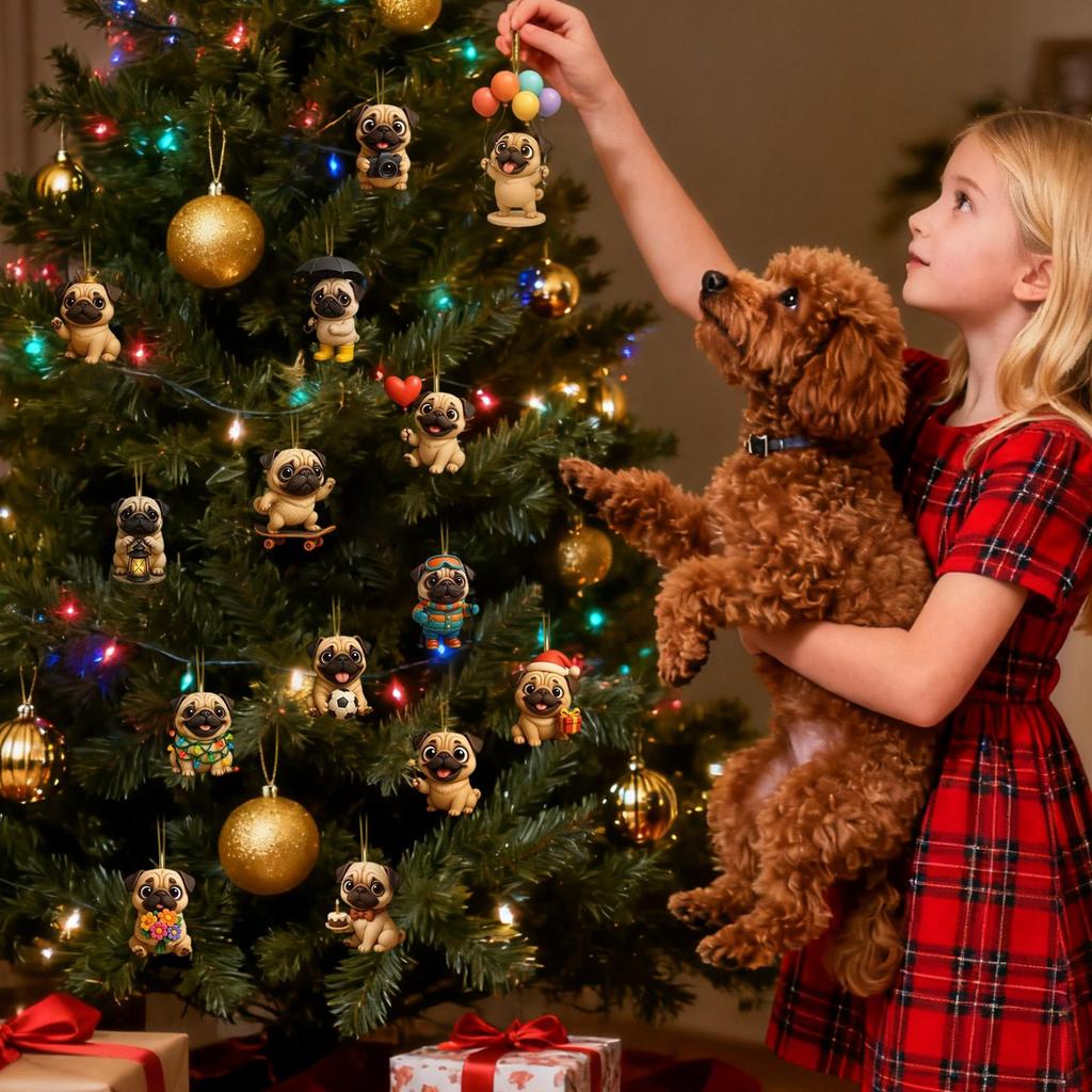 Countdown Calendar Toys 2D Flat Dog Pendant Keepsake 24 Days Countdown Calendar for Christmas for Kids Daughter Granddaughter