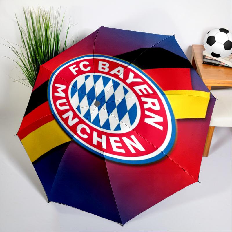 München FC Artwork Bedruckter Automatischer Regenschirm, 8-Speichen für Reisen, Camping, Freizeit-Regenschirm, Wesentliches Geschenk für Familie und Freunde