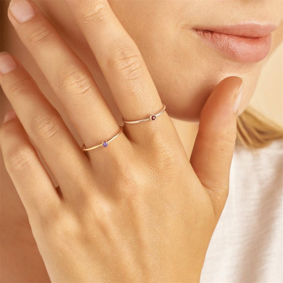 Stainless Steel Birthstone Ring for Woman Gold Color Simple Style Ring Festival Party Fashion Jewelry Dropshipping