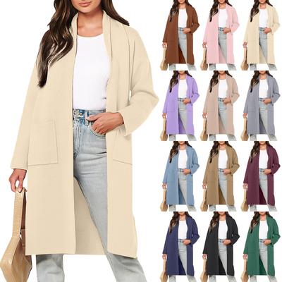 Women's Long Knit Cardigan Sweaters Long Sleeve Open Front  Casual Jacket Coat Outwear With Pockets