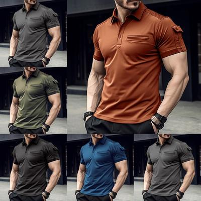 Men's Summer Outdoor Sports Fashion Breathable Button Shirt Men's Sports Casual Pocket T-shirt
