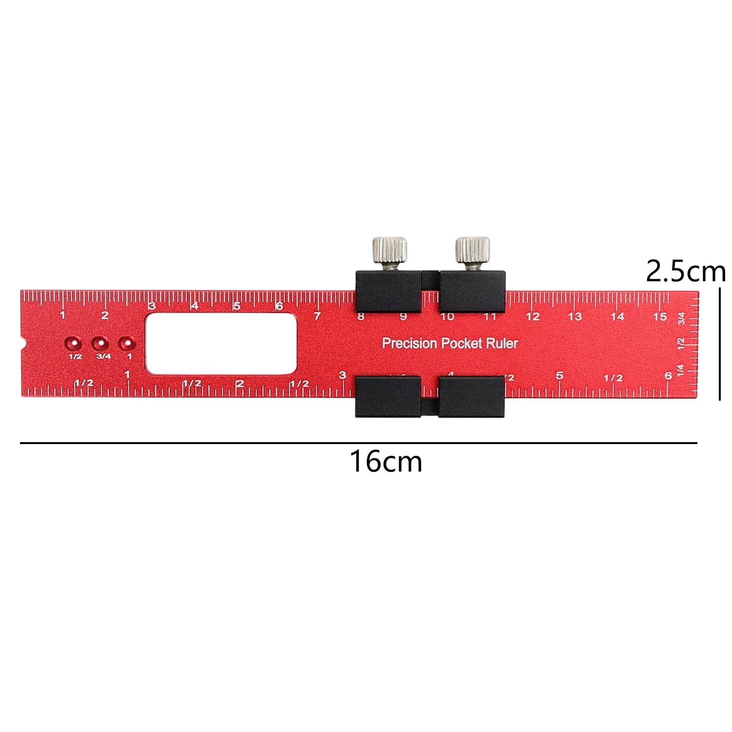

4/1pcs T-Track Metal Slide Stops Pocket Ruler 16cm Aluminum Alloy Precision Carpentry Marking Inch Metric Measuring Rulers Tools