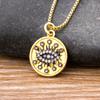 Nidin New Design Turkish Evil Eye Round Pendant Trendy Girs Zircon Lucky Jewelry Colorful Necklace Best Birthday Party Gifts