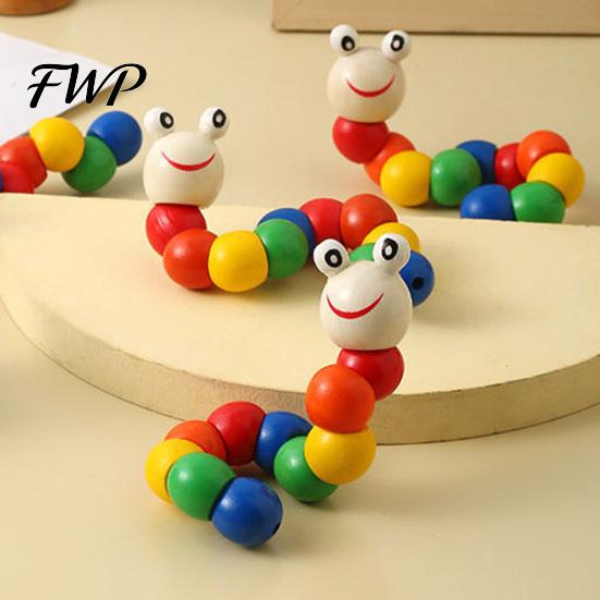 Interactive Caterpillar Toy Kids Wooden Bead Toy, Educational Twisting for Fine Toddler Motor Skills, Number Color Preschool Learning Toddlers
