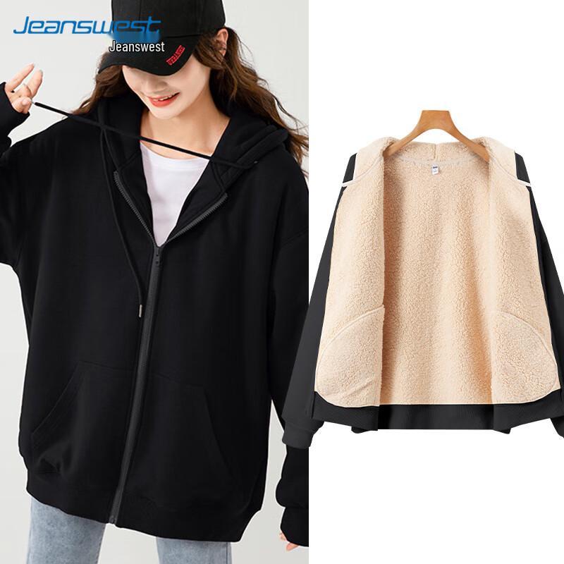 

JEANSWEST Women s Lamb Fleece Lined Hoodie Cardigan S