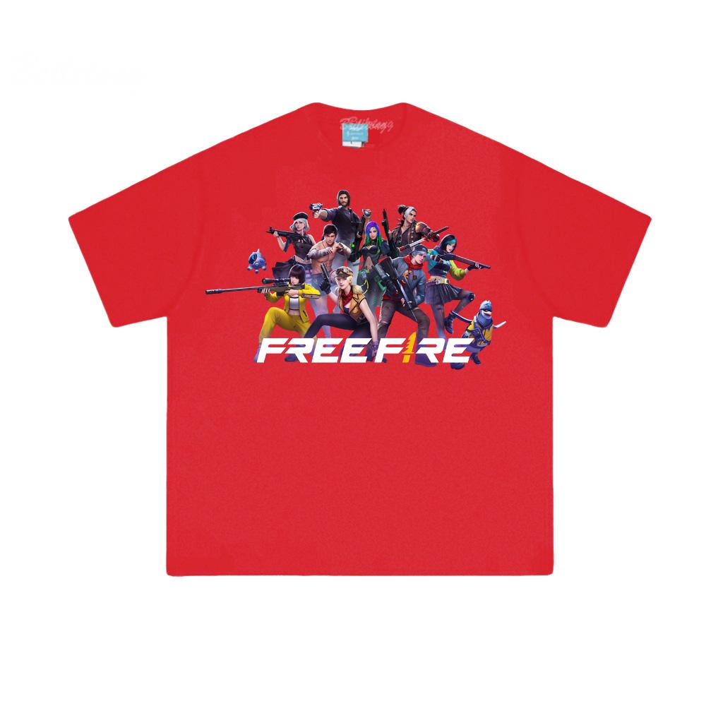 

Игровая футболка Free Fire, мультяшная хип-хоп футболка, графичный принт, ретро, повседневная, высококачественная футболка, унисекс, хлопковые топы XXL красный