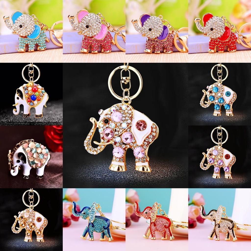 Elegant moteriktig elefantnøkkelring med stripete design perfekt for daglig bruk