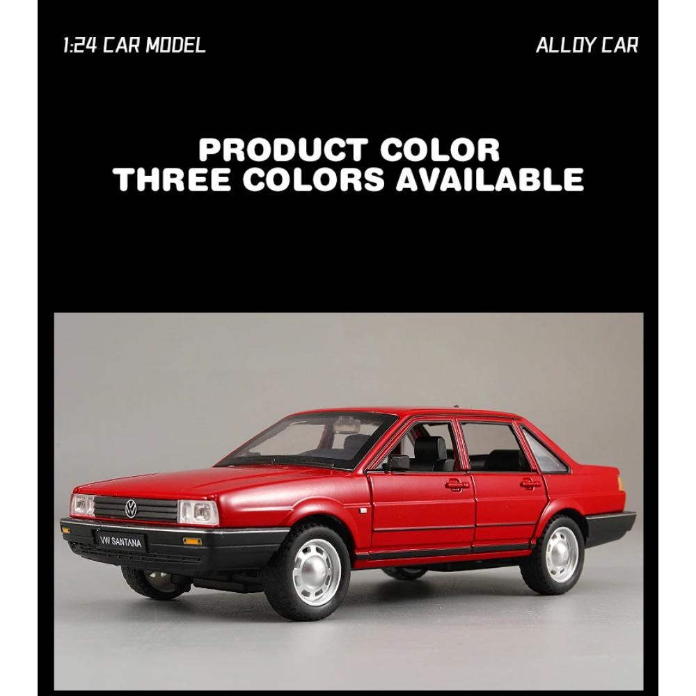 1/24 Scale Diecast Santana Alloy Classic Model Car Sound and Light Gift for Boyfriend Collection Hobbies Present with Kids