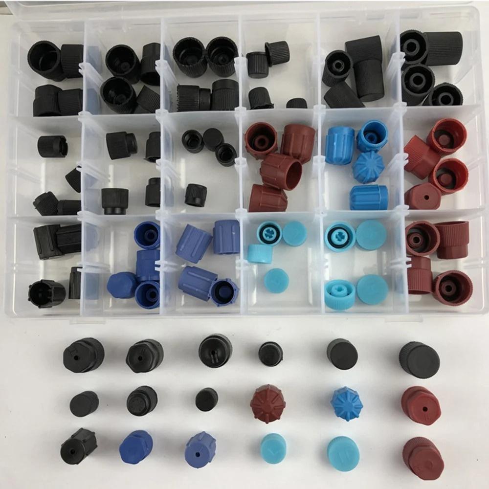 1 set of 90pcs AC Valve Core Dust Caps Set for  BMW Buick Honda Nissan Mazda