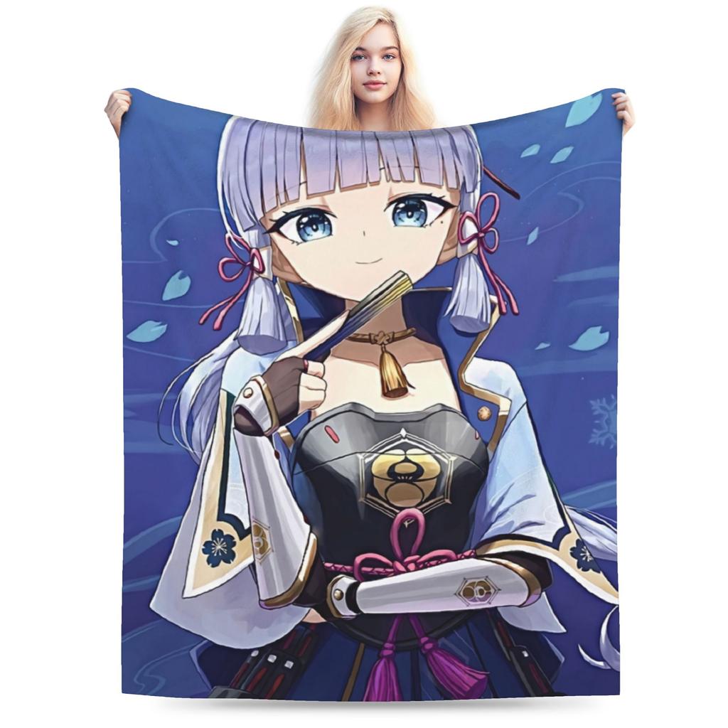 Genshin Impact Venti Blankets Velvet Summer Air Conditioning Barbatos Anime Multi-function Warm Throw Blanket for Bed Car Quilt