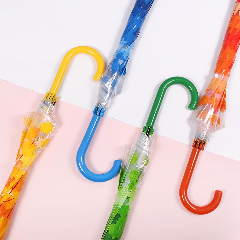 Japonský lesní styl průhledný deštník s třešňovými květy s klenutou dlouhou rukojetí pro studenty