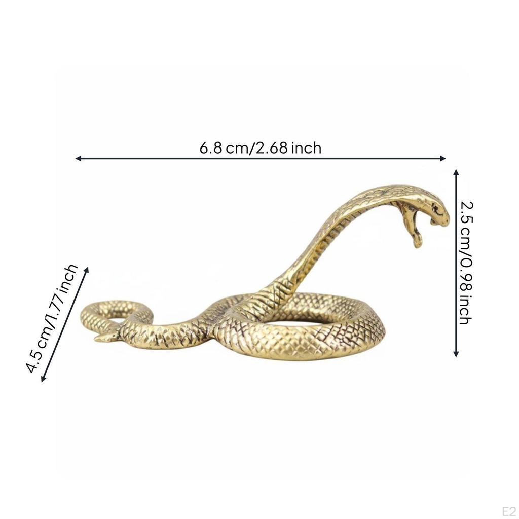 Brass Snake Statue Feng Shui Decor Figurine Intricate Details Miniature Animal