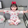 Baby Girl Long Sleeved Top And Long Pants Loungewear Two Piece Set Printed Ruffled Kids Clothing Set