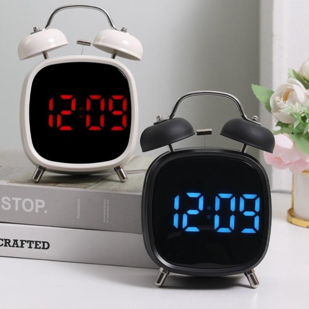 High Volume Twin Bell Alarm Clock Temperature Displa Table Clock Electronic Alarm Clock Indoor Use