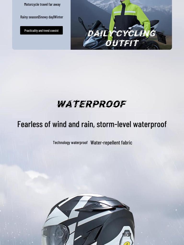 Stormproof Split Raincoat for Adult Delivery Riders - Waterproof Motorcycle & Electric Scooter Outerwear