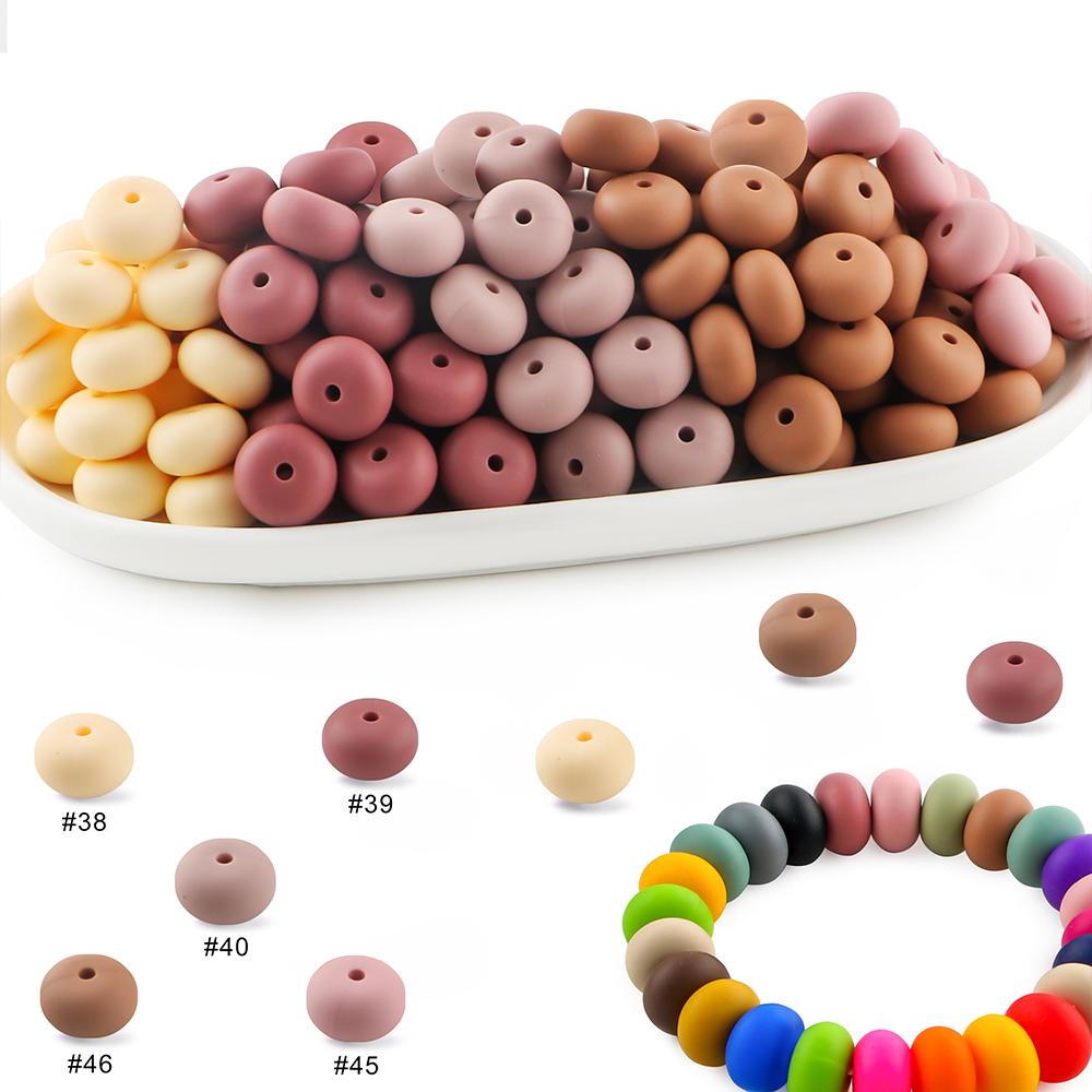25Pcs/lot 14mm Abacus Silicone Lentil Beads Loose Bead For Jewelry Making DIY Jewelry Accessories Keychain Beaded Pen Bracelets