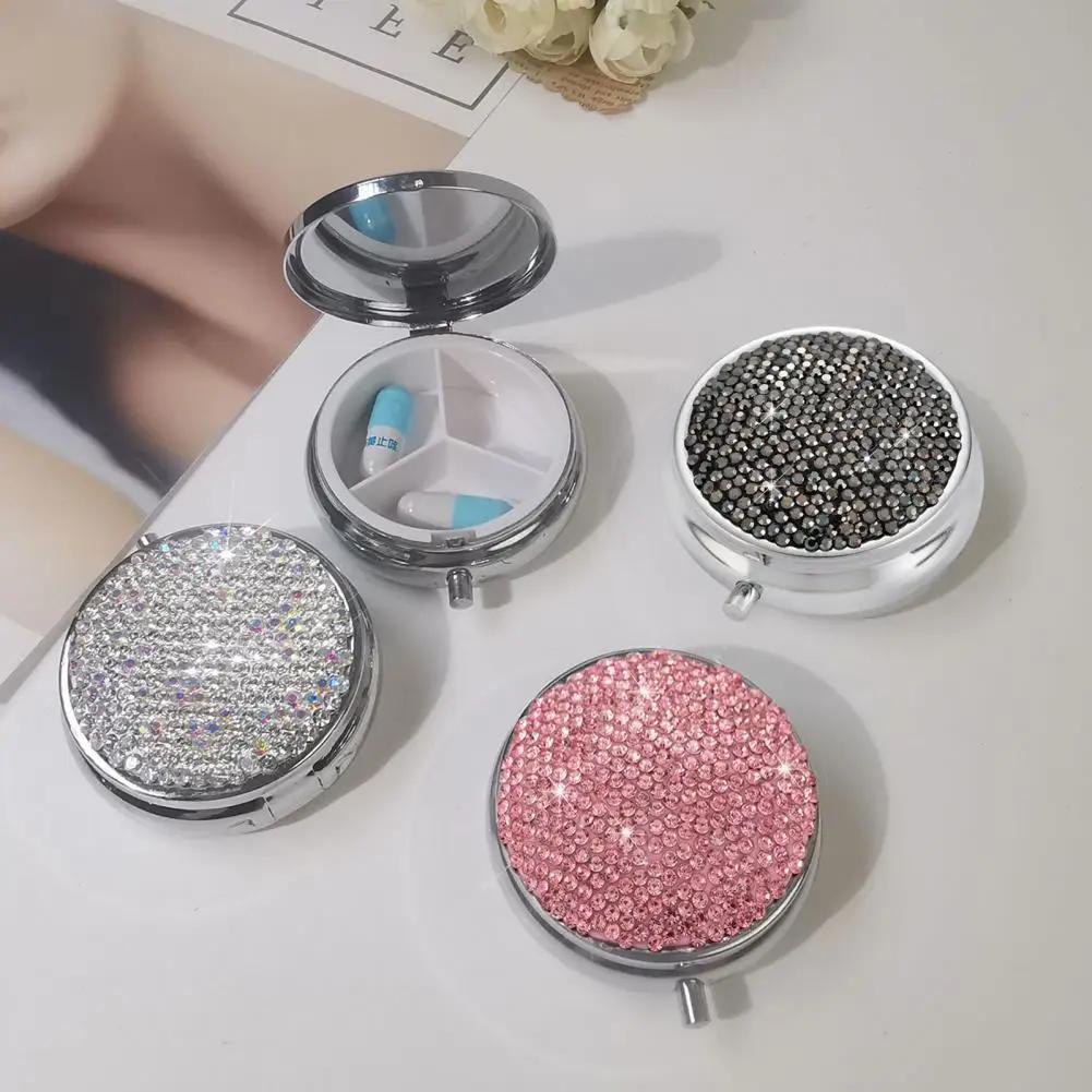Bling Pillendose Wasserdichte Pillenetuis Langlebige Organizer für Reisen mit Langer Lebensdauer Funkelnde Tragbare Pillendose Faux