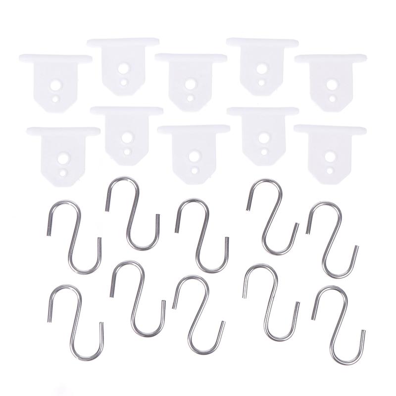 

10 шт. Крючки для навеса с двойными отверстиями для автодома S-образные крючки для кемпинга из металла Подвески для праздничного освещения Аксессуары для подвешивания в кемпере белый