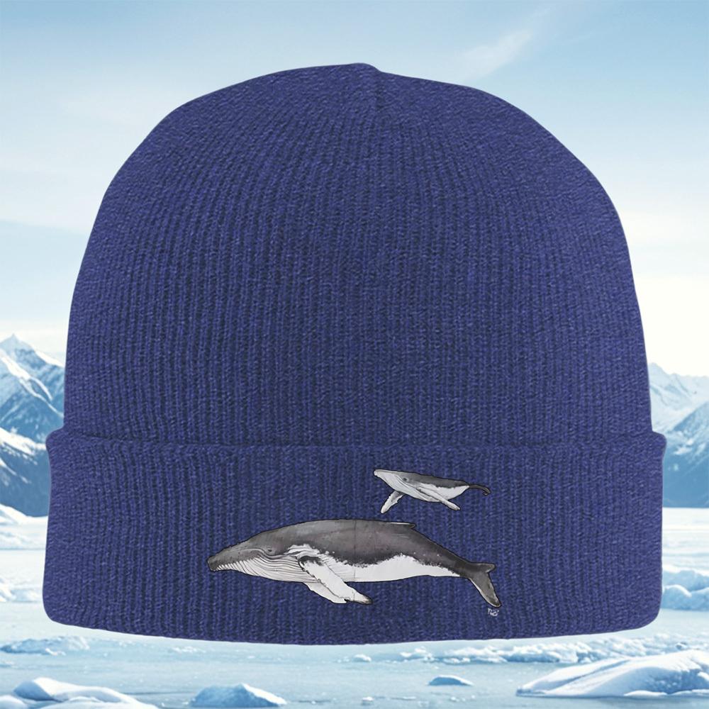 Whales silhouette art design swimming Men Women Unisex Knitted Hat Beanie Pullover Cap Winter Thermal Warm Christmas Outdoor Cyc
