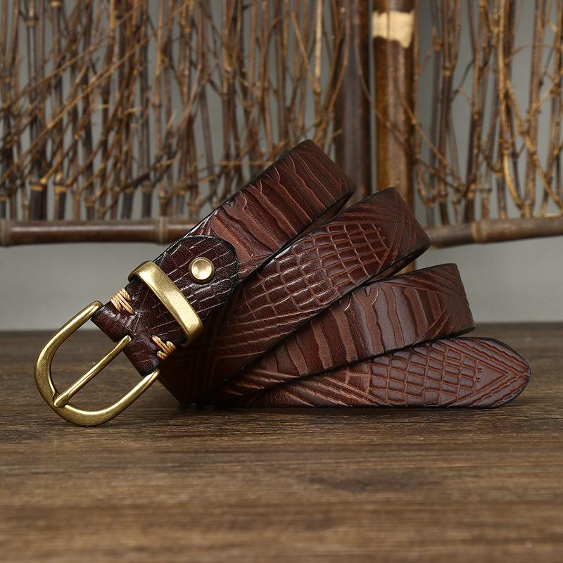 

Ретро мода тренд старый тисненый стираный ремень женский кожаный пряжка первый слой коровья кожа джинсы ремень женский 90cm