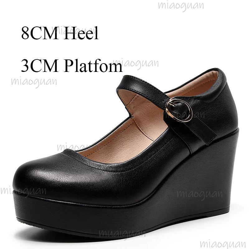White Wedges Platform Mary Jane Shoes Women's Round Toe Casual Shoes Comfortable Black High Heel Pumps Spring Autumn Sandals