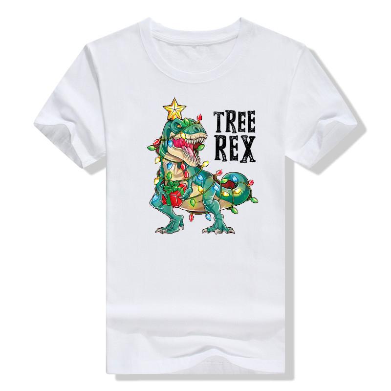 Christmas Dinosaur Tree Rex Pajamas Unisex Boys Xmas Lights TShirt Gift Cute Dino Wear Xmas Lights Graphic Tee Top Family Matching