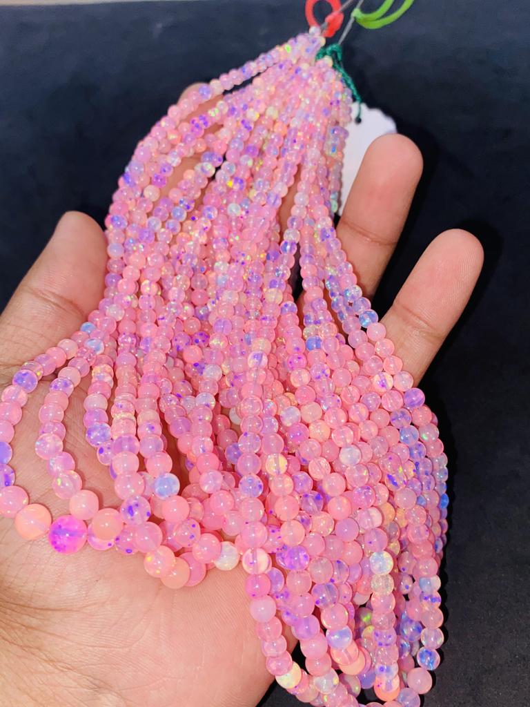 Pink Color Opal Beads, Multi flashy natural ethiopian opal balls beads, Healing opal beads.
