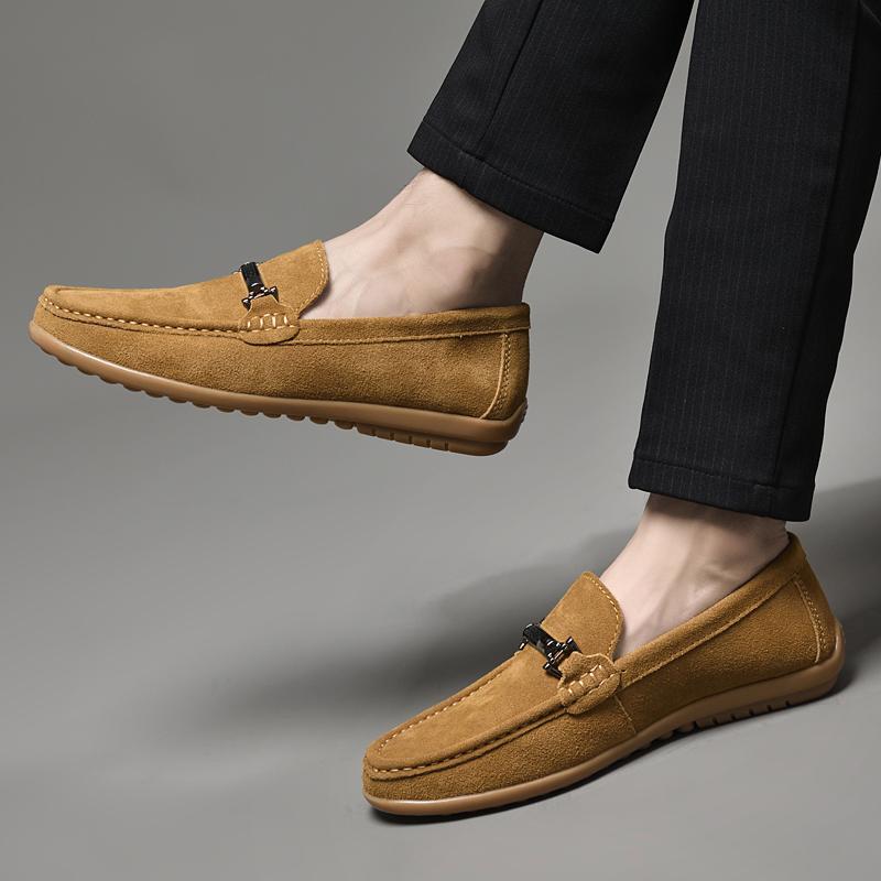 Luxury Dress Shoes for Men Comfy Handmade Boat Flats Slipon Outdoor Shoes Leisure Walk Male Moccasins Suede Leather Man Loafers