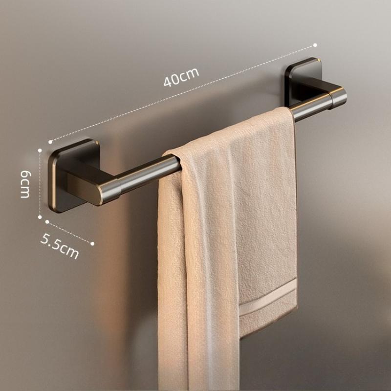 Suitable for Towels and Face Cloths, Black No-Drill Wall-Mounted Towel Rack, Strong Load Capacity Support Bracket, Space-Saving