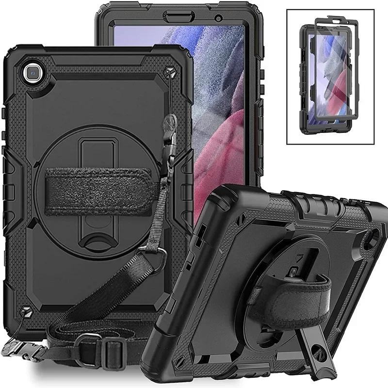 Étui Pour Samsung Galaxy Tab A9 8.7 SM-X110 X115 Housse de Tablette A11 A9+Plus 11 A11 8.7 Capa pour Enfants Protection d'Écran+Sangle de Poignée Tab A11 Plus 11inch noir
