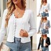 Gilet Tricoté Femme Col V Boutonné Manches Longues Veste Tricotée Couleur Unie Élastique Hauts Courts en Tricot Vêtement Quotidien